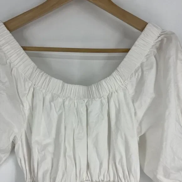 Free People Dress Size XS Womens White Midi Maxi Open Back Puff Sleeve Romantic - Picture 3 of 11